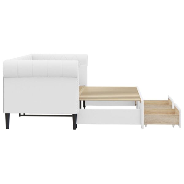 vidaXL feh&eacute;r kih&uacute;zhat&oacute; műbőr heverő fi&oacute;kkal 90 x 200 cm