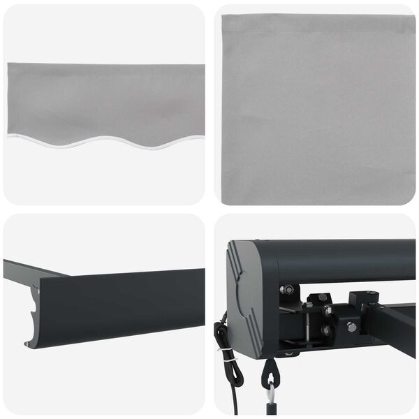 vidaXL Behúzható napellenző Világosszürke 300 x 250 cm Szövet és Fém