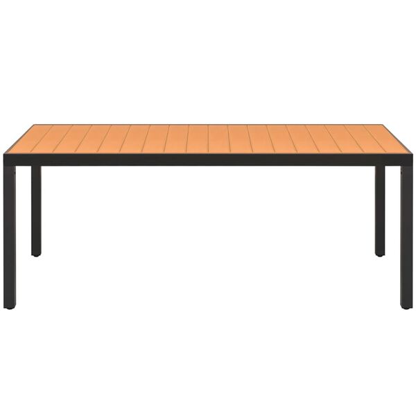 vidaXL 7 r&eacute;szes fekete &eacute;s barna PVC rattan kerti &eacute;tkezőgarnit&uacute;ra