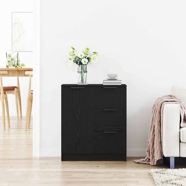 vidaXL Széf fiókkal Fekete tölgy 60 x 30 x 70 cm Faanyag