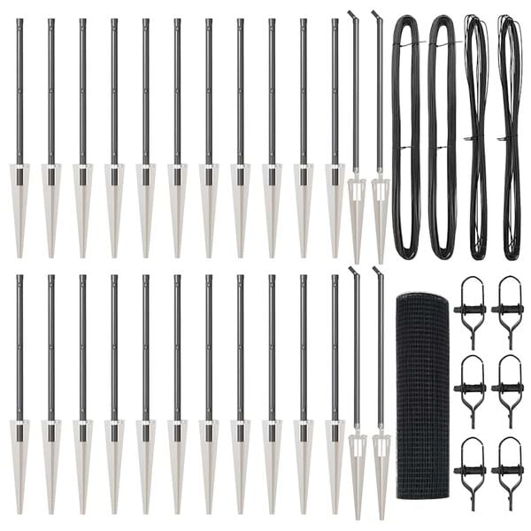 vidaXL Ker&iacute;t&eacute;soszlop Sz&uuml;rke 50 x 0,5 m (16 x 16 mm h&aacute;l&oacute;) Ac&eacute;l &eacute;s PVC