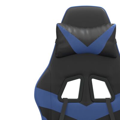vidaXL fekete és kék műbőr játékszék lábtartóval