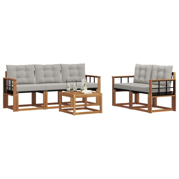 vidaXL K&uuml;lt&eacute;ri kanap&eacute; szett 6 pcs Term&eacute;szetes &eacute;s Vil&aacute;gossz&uuml;rke