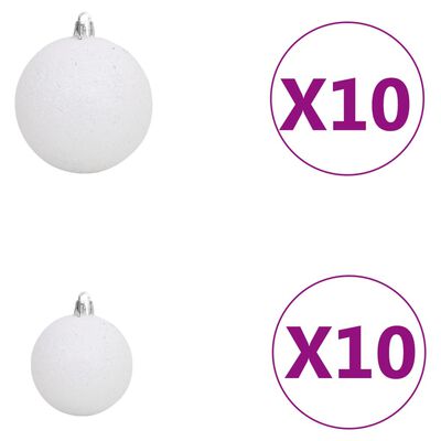 vidaXL 120 részes fehér-szürke karácsonyi gömbszett csúccsal + 300 LED