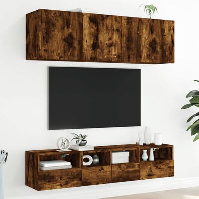 vidaXL füstös tölgy színű szerelt fa fali TV-szekrény 40 x 30 x 30 cm