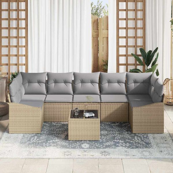 vidaXL Kanap&eacute; Szett Beige &eacute;s Vil&aacute;gossz&uuml;rke 55 x 55 x 37 cm polirattan