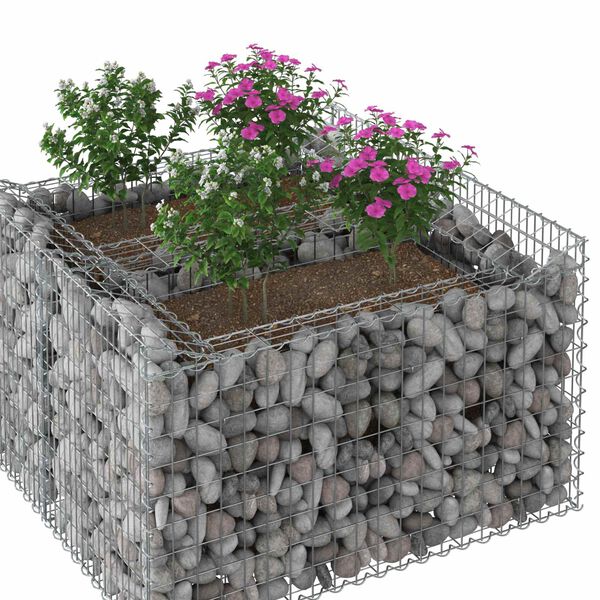 vidaXL Gabion emelt &aacute;gy Ez&uuml;st 100 x 100 x 60 cm Horganyzott ac&eacute;l