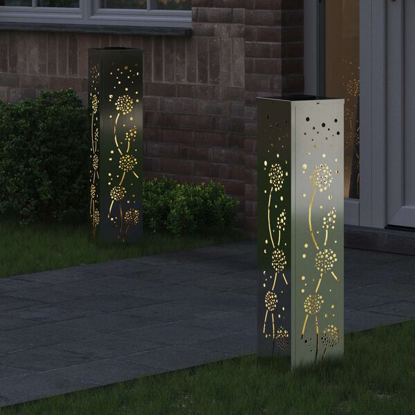 vidaXL Napelemmel műk&ouml;dő LED &ouml;sv&eacute;ny vil&aacute;g&iacute;t&aacute;s 2 pcs Rozsd&aacute;s