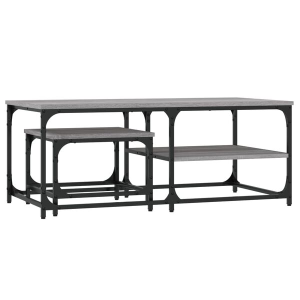 vidaXL 2 db szürke sonoma színű szerelt fa rakásolható dohányzóasztal