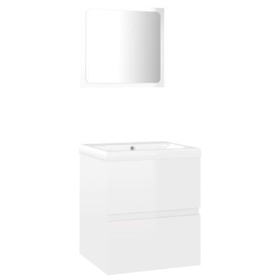 vidaXL magasfényű fehér forgácslap fürdőszobai bútorszett