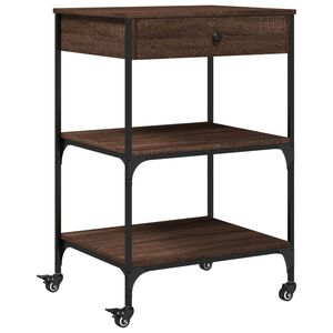 vidaXL barna t&ouml;lgysz&iacute;nű szerelt fa konyhai kocsi 60 x 48 x 89,5 cm