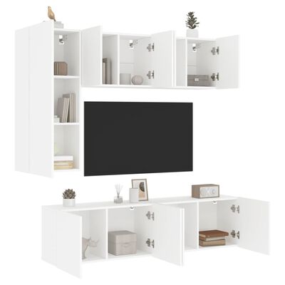 vidaXL 5 darab fehér szerelt fa falra szerelhető TV-bútor