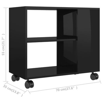 vidaXL magasfényű fekete forgácslap tálalóasztal 70 x 35 x 55 cm