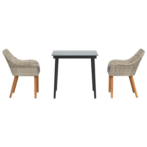 vidaXL Étkezőgarnitúra Világosszürke Poli rattan