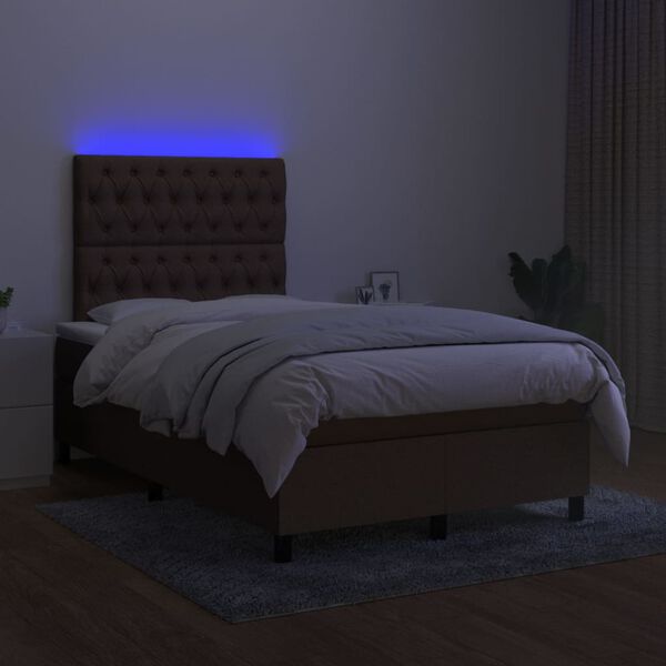vidaXL barna sz&ouml;vet rug&oacute;s &eacute;s LED-es &aacute;gy matraccal 120x190 cm