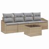 vidaXL Kanap&eacute; Szett p&aacute;rn&aacute;val 5 pcs Beige &eacute;s Vil&aacute;gossz&uuml;rke polirattan