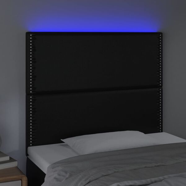 vidaXL fekete műbőr LED-es fejtámla 100x5x118/128 cm
