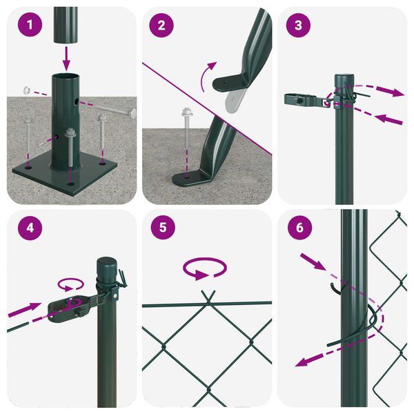 vidaXL Ker&iacute;t&eacute;soszlop Z&ouml;ld 10 x 1,2 m (40 x 40 mm h&aacute;l&oacute;) Ac&eacute;l &eacute;s PVC