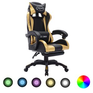 vidaXL aranysz&iacute;nű &eacute;s fekete műbőr versenysz&eacute;k RGB LED-vil&aacute;g&iacute;t&aacute;ssal