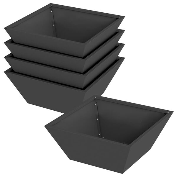 vidaXL Kerti cser&eacute;p 5 pcs Fekete 40 x 40 x 15 cm