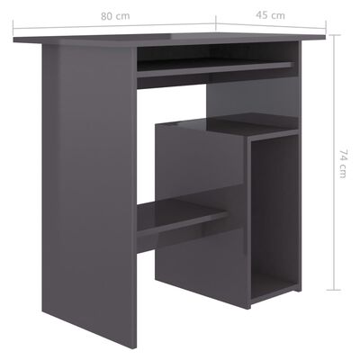 vidaXL magasfényű szürke forgácslap íróasztal 80 x 45 x 74 cm