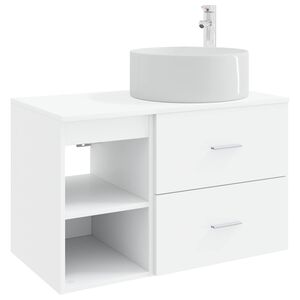 vidaXL F&uuml;rdőszoba b&uacute;tor szett 2 pcs Feh&eacute;r Szerelt Fa