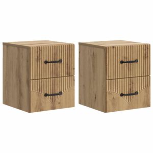 vidaXL Fali &eacute;jjeli szekr&eacute;ny 2 db K&eacute;zműves T&ouml;lgy 34,5 x 33 x 40 cm