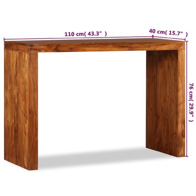 vidaXL tömör fa konzolasztal mézszínű bevonattal 110 x 40 x 76 cm