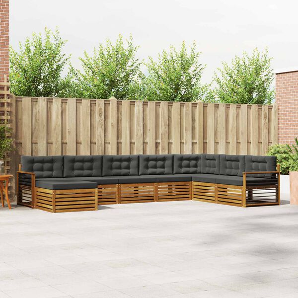 vidaXL &Uuml;lőgarnit&uacute;r&aacute;k 8 pcs Term&eacute;szetes &eacute;s antracit T&ouml;m&ouml;r Ak&aacute;cfa