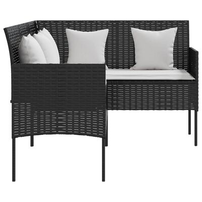 vidaXL fekete polyrattan L-alakú kanapé párnákkal