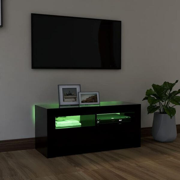 vidaXL fekete TV-szekr&eacute;ny LED-vil&aacute;g&iacute;t&aacute;ssal 90x35x40 cm