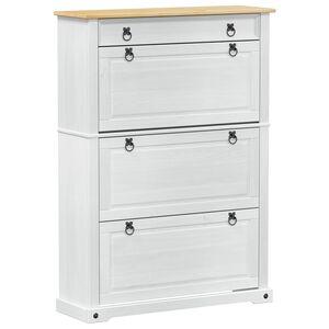 vidaXL Cipőszekr&eacute;ny Corona Feh&eacute;r 99 x 32 x 138 cm T&ouml;m&ouml;r fenyőfa