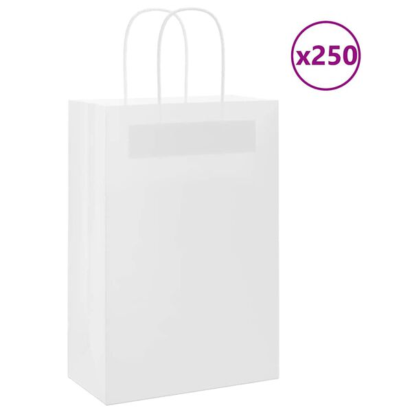 vidaXL 250 db feh&eacute;r pap&iacute;rzacsk&oacute;k foganty&uacute;kkal 21x11x31 cm