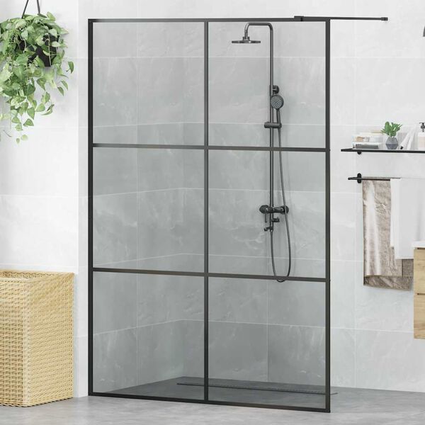 vidaXL Walk-in zuhanyfal Fekete 140 x 195 cm edzett &uuml;veg
