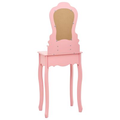 vidaXL rózsaszín császárfa fésülködőasztal-szett ülőkével 50x59x136 cm