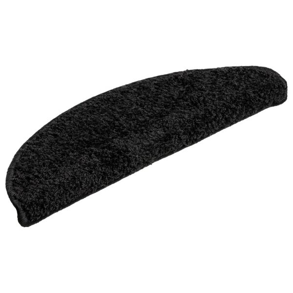 vidaXL 10 db fekete, f&eacute;lk&ouml;r alak&uacute; l&eacute;pcsőszőnyeg 56 x 17 x 3 cm