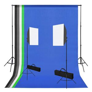 vidaXL fot&oacute;st&uacute;di&oacute;-felszerel&eacute;s softbox l&aacute;mp&aacute;kkal &eacute;s h&aacute;tterekkel