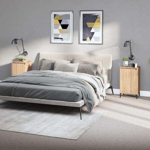 vidaXL 2 db sonoma tölgy színű szerelt fa éjjeliszekrény 40x35x70 cm