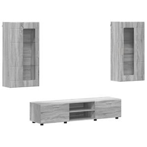 vidaXL TV szekr&eacute;ny garnit&uacute;ra FLORIN 3 pcs Sz&uuml;rke Sonoma Faanyag