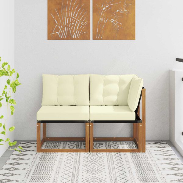 vidaXL K&uuml;lt&eacute;ri k&ouml;z&eacute;pső &eacute;s sarok kanap&eacute; p&aacute;rn&aacute;val 2 Darab Term&eacute;szetes