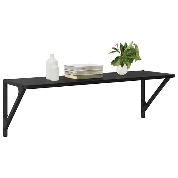 vidaXL Falpolcok 2 pcs Fekete t&ouml;lgy 80 x 25 x 25,5 cm Faanyag