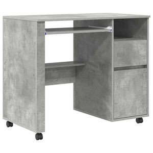 vidaXL Kerekes &iacute;r&oacute;asztal Beton Sz&uuml;rke Szerelt Fa 91 x 50 x 77 cm
