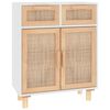 vidaXL feh&eacute;r t&ouml;m&ouml;r fenyő/term&eacute;szetes rattan t&aacute;lal&oacute;szekr&eacute;ny 60x30x75 cm