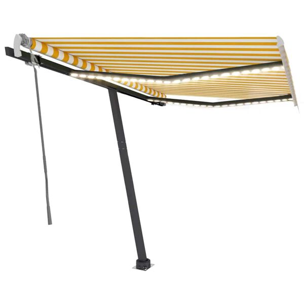 vidaXL s&aacute;rga &eacute;s feh&eacute;r k&eacute;zzel kih&uacute;zhat&oacute; LED-es napellenző 350 x 250 cm