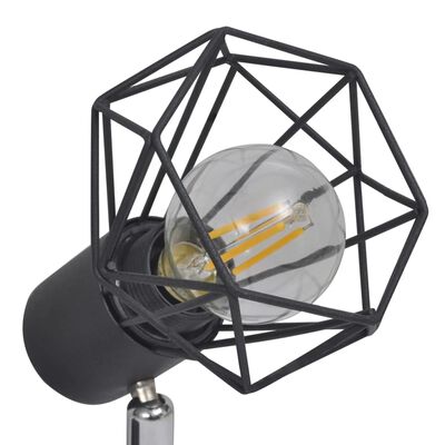 Fekete ipari stílusú drótvázas spotlámpa 4 LED izzóval