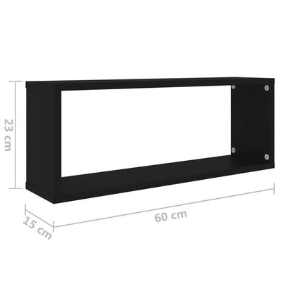 vidaXL 6 db fekete forgácslap fali kockapolc 60 x 15 x 23 cm