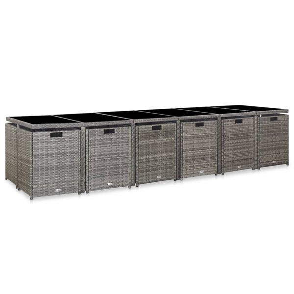 vidaXL 17 r&eacute;szes sz&uuml;rke polyrattan k&uuml;lt&eacute;ri &eacute;tkezőgarnit&uacute;ra p&aacute;rn&aacute;kkal