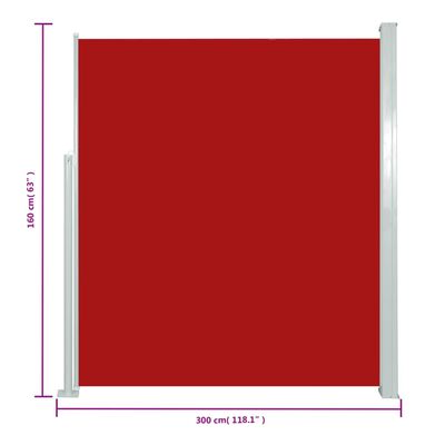 vidaXL piros behúzható oldalsó terasznapellenző 160 x 300 cm