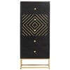 vidaXL fekete &eacute;s aranysz&iacute;nű t&ouml;m&ouml;r mang&oacute;fa fi&oacute;kos szekr&eacute;ny 45x30x105 cm