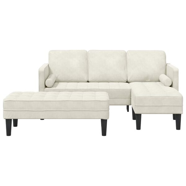 vidaXL Kanap&eacute; Szett p&aacute;rn&aacute;val 2 pcs Kr&eacute;m Poli&eacute;szter